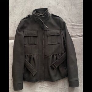 BEYMEN Club black virgin wool zipper coat Jacket with removable belt Size S